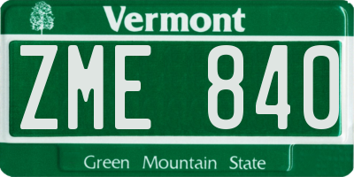 VT license plate ZME840