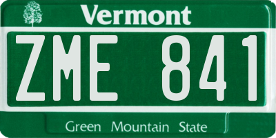 VT license plate ZME841