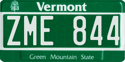 VT license plate ZME844