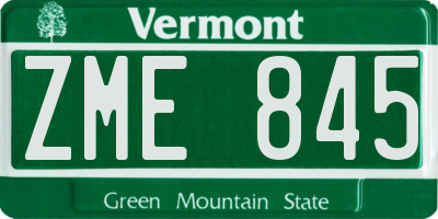 VT license plate ZME845
