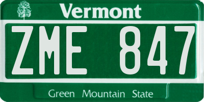 VT license plate ZME847