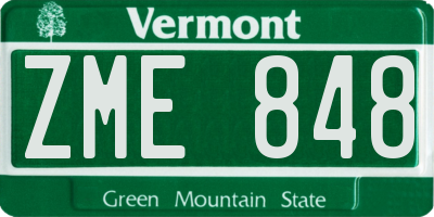 VT license plate ZME848