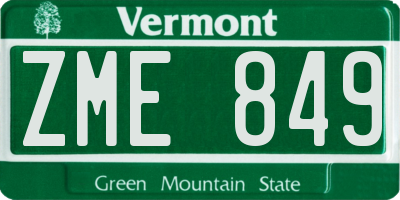 VT license plate ZME849