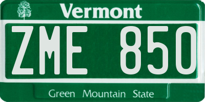 VT license plate ZME850