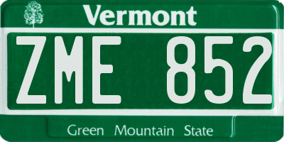 VT license plate ZME852