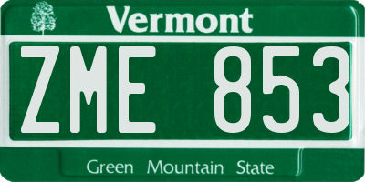 VT license plate ZME853