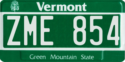 VT license plate ZME854