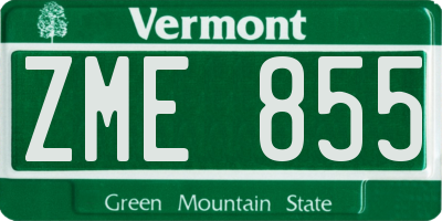 VT license plate ZME855