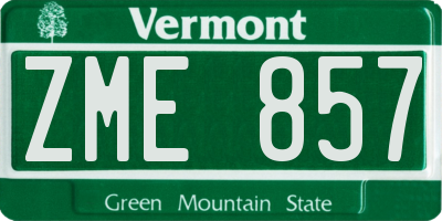 VT license plate ZME857