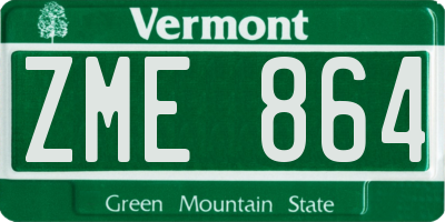 VT license plate ZME864