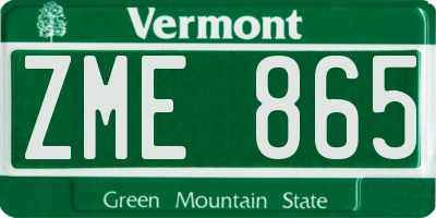 VT license plate ZME865