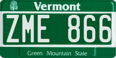 VT license plate ZME866