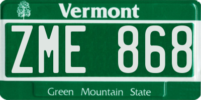 VT license plate ZME868