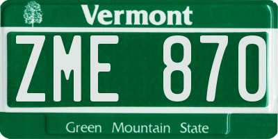 VT license plate ZME870