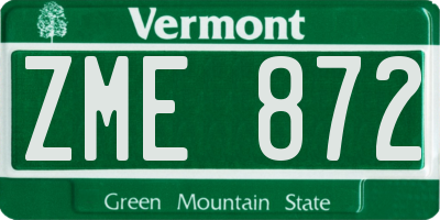 VT license plate ZME872