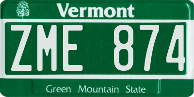 VT license plate ZME874