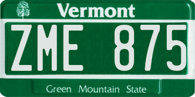 VT license plate ZME875