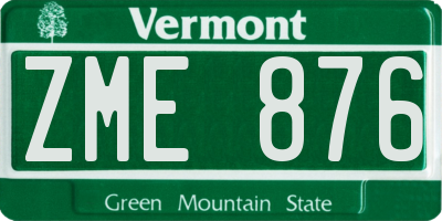 VT license plate ZME876