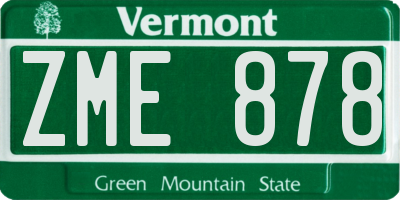 VT license plate ZME878