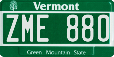 VT license plate ZME880