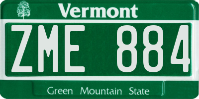 VT license plate ZME884