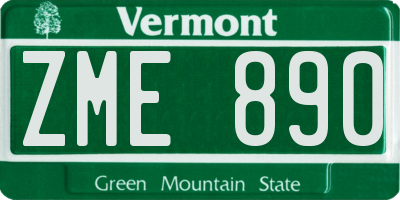 VT license plate ZME890