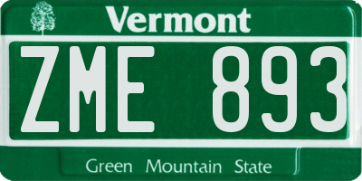 VT license plate ZME893