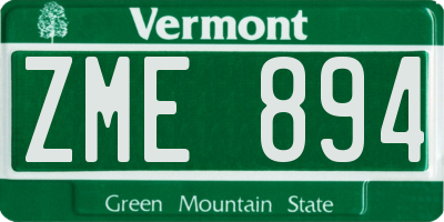 VT license plate ZME894