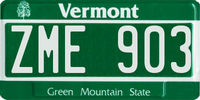 VT license plate ZME903