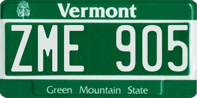 VT license plate ZME905