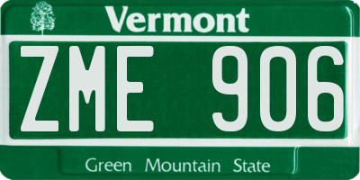VT license plate ZME906