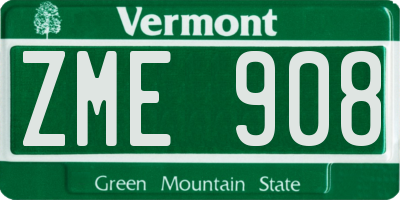 VT license plate ZME908