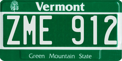 VT license plate ZME912