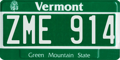 VT license plate ZME914