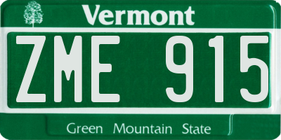 VT license plate ZME915