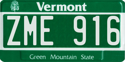 VT license plate ZME916