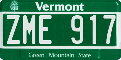 VT license plate ZME917