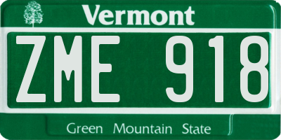 VT license plate ZME918