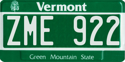 VT license plate ZME922