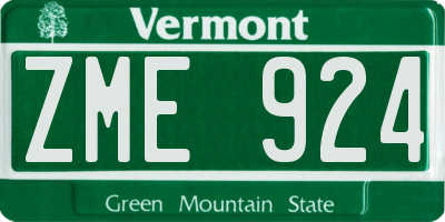 VT license plate ZME924