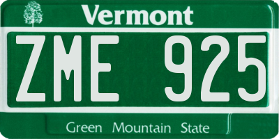 VT license plate ZME925