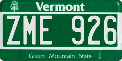 VT license plate ZME926