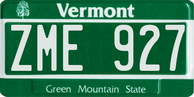 VT license plate ZME927