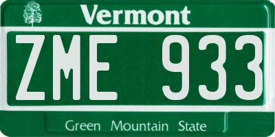 VT license plate ZME933