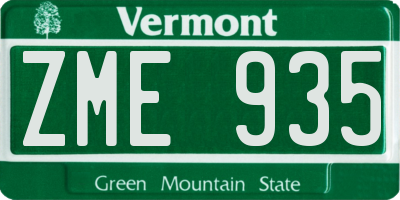 VT license plate ZME935