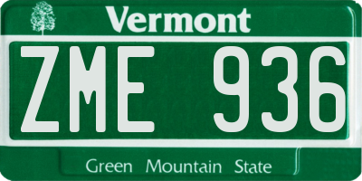 VT license plate ZME936