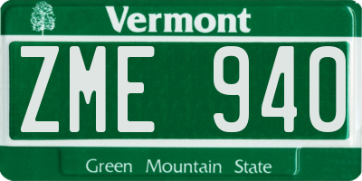 VT license plate ZME940