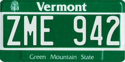 VT license plate ZME942