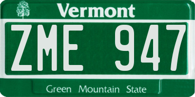 VT license plate ZME947
