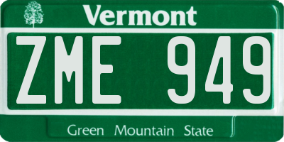 VT license plate ZME949